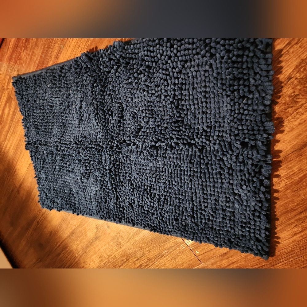 Navy Blue Textured Mud Room Front Rug
